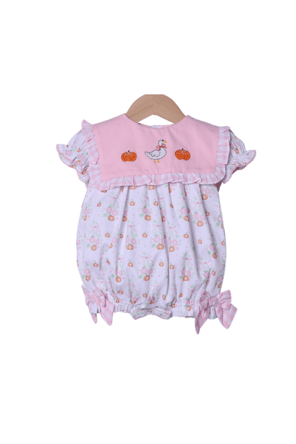 The Smocked Flamingo Apparel & Accessories French Knot Pumpkin Goose Bib Bubble