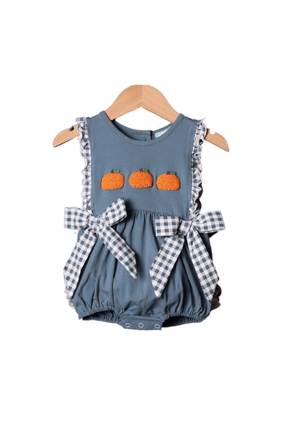 The Smocked Flamingo Apparel & Accessories French Knot Pumpkin Stone Gingham BOW Bubble