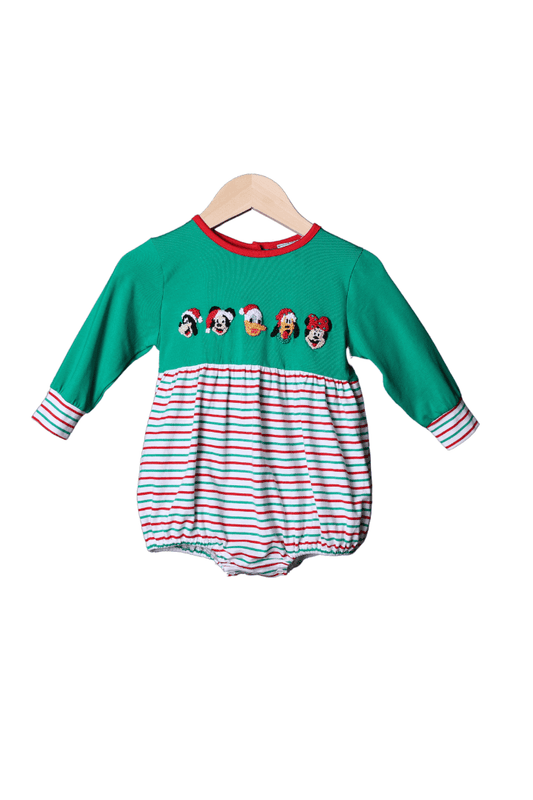 The Smocked Flamingo Apparel & Accessories French Knot Santa Mouse Friends Stripe Bubble