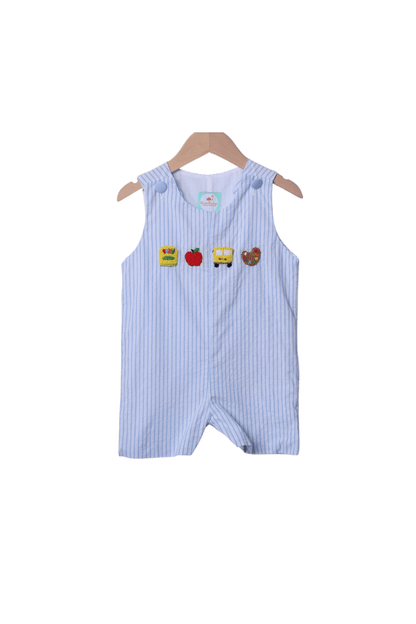 The Smocked Flamingo Apparel & Accessories French Knot School Blue Pinstripe Jon Jon