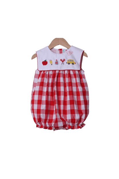 The Smocked Flamingo Apparel & Accessories French Knot School Supplies Red Gingham Bubble