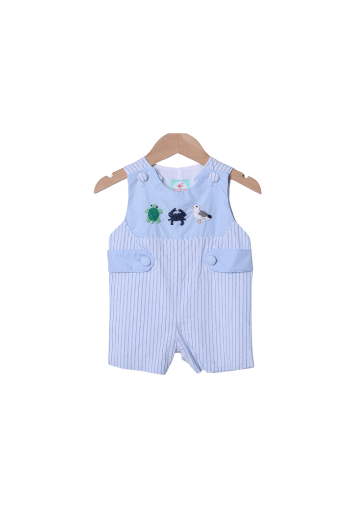 The Smocked Flamingo Apparel & Accessories French Knot Sea Island Blue Stripe Jon Jon