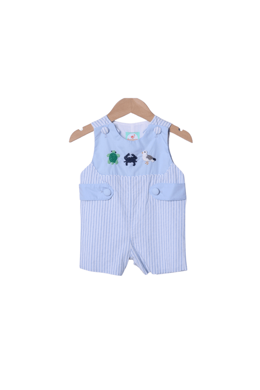 The Smocked Flamingo Apparel & Accessories French Knot Sea Island Blue Stripe Jon Jon