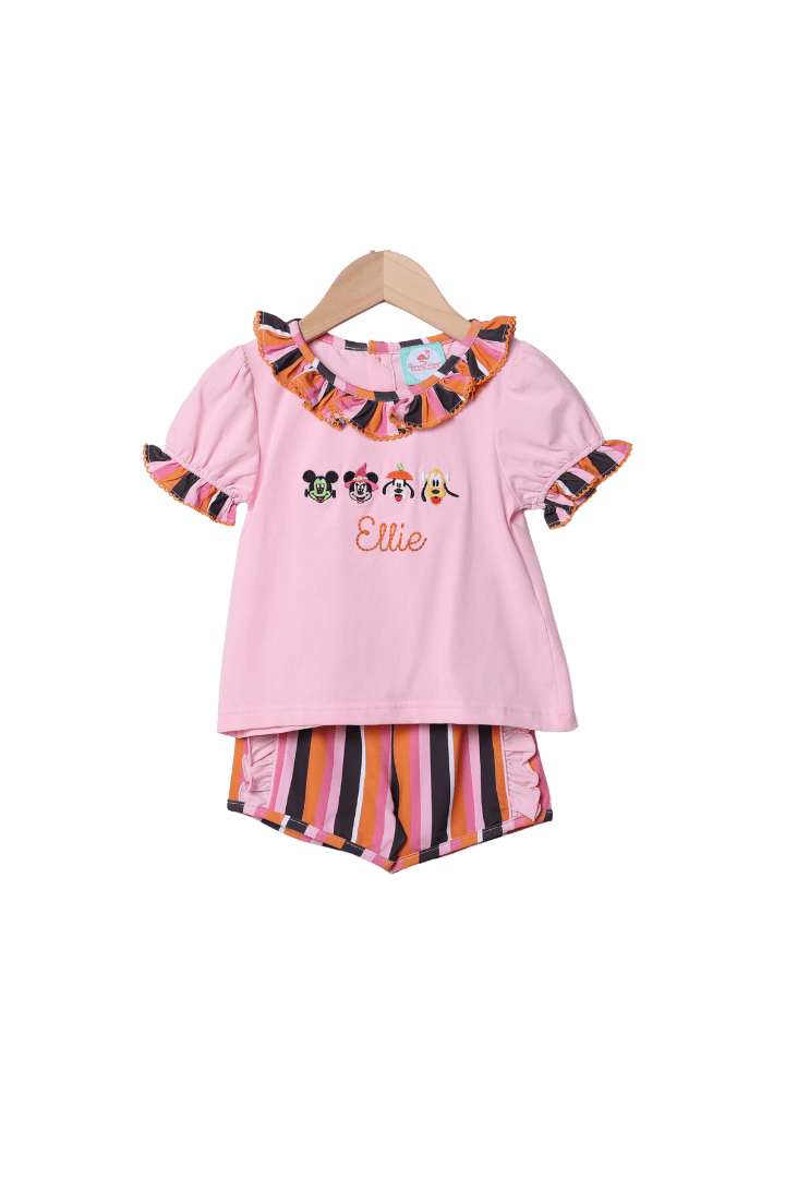 The Smocked Flamingo Apparel & Accessories French Knot Spook Squad Ruffle Short Set