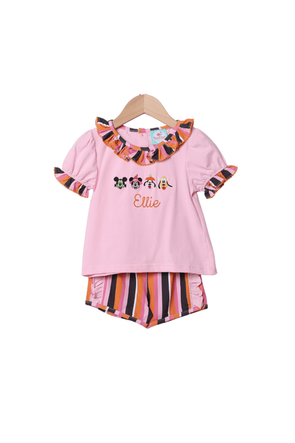 The Smocked Flamingo Apparel & Accessories French Knot Spook Squad Ruffle Short Set