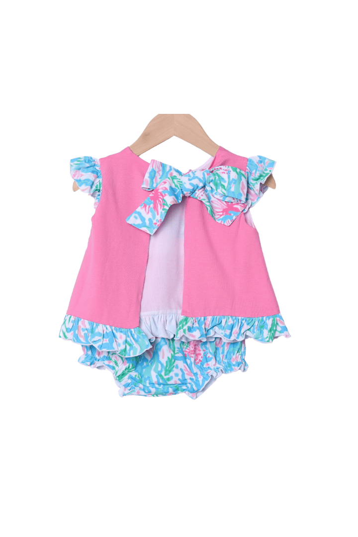 The Smocked Flamingo Apparel & Accessories French Knot Starfish Palm Beach Knit Bloomer Set