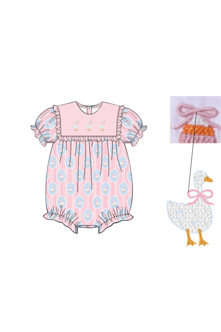 The Smocked Flamingo Apparel & Accessories French Knot Sweet Goose Ruffle Bubble