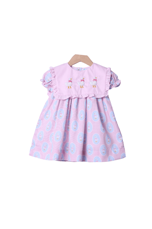 The Smocked Flamingo Apparel & Accessories French Knot Sweet Goose Ruffle Dress