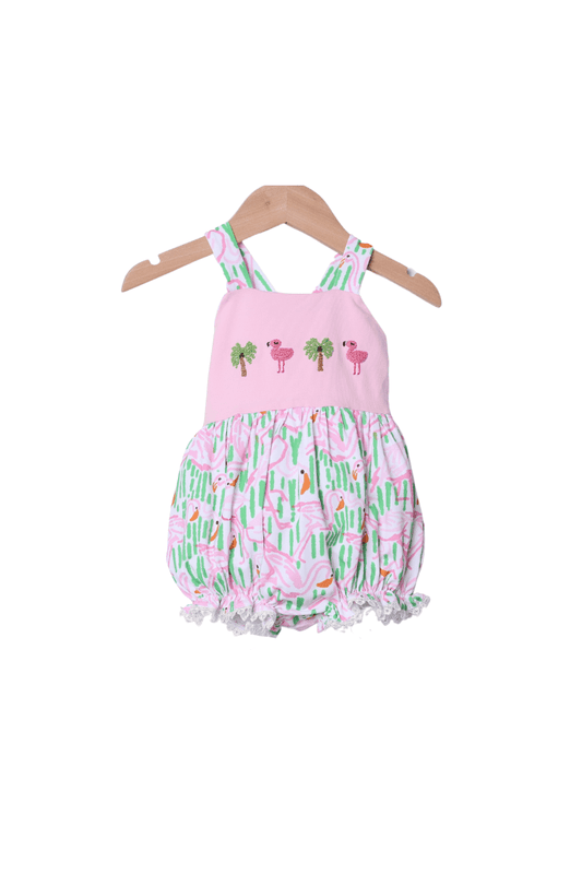 The Smocked Flamingo Apparel & Accessories French Knot Tropical Flamingo Bow Bubble