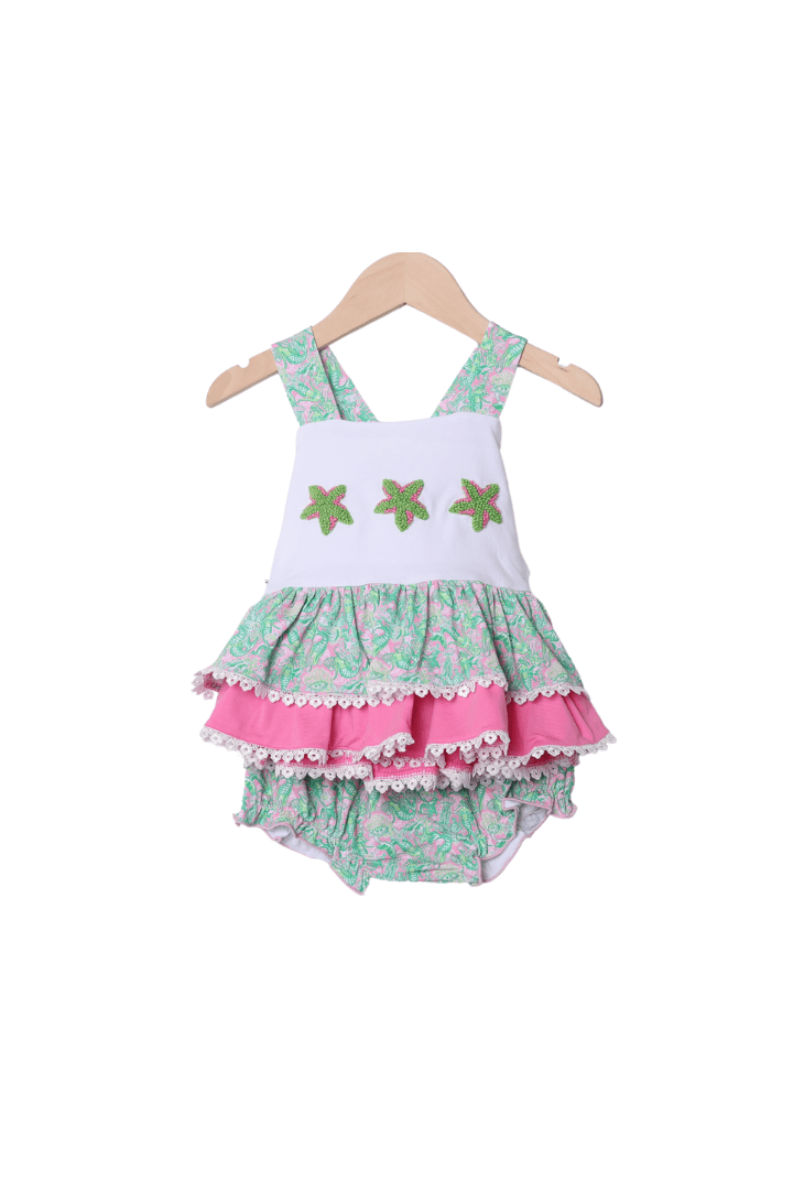 The Smocked Flamingo Apparel & Accessories French Knot Tropical Starfish Bloomer Set