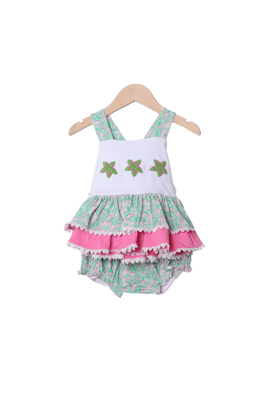 The Smocked Flamingo Apparel & Accessories French Knot Tropical Starfish Bloomer Set