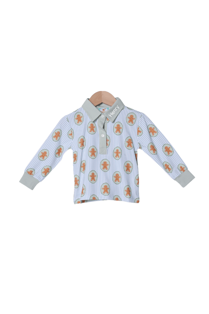 The Smocked Flamingo Apparel & Accessories Gingerbread Lane Button Polo Shirt