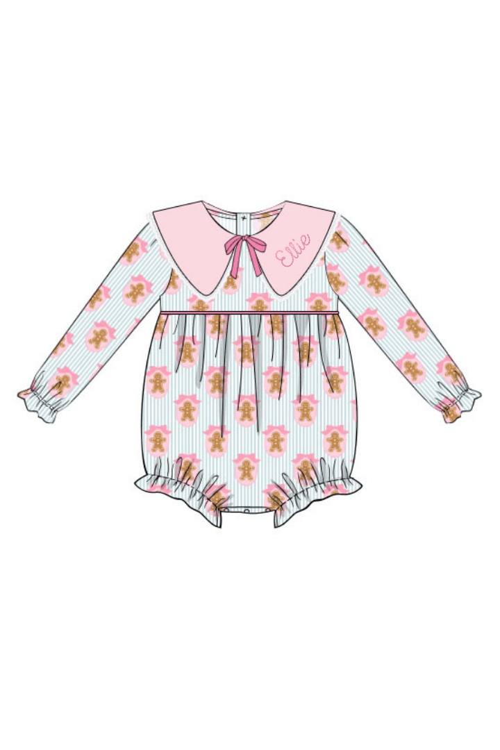 The Smocked Flamingo Apparel & Accessories Gingerbread Lane Pink Bow Bubble