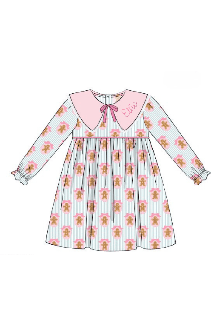 The Smocked Flamingo Apparel & Accessories Gingerbread Lane Pink Bow Dress