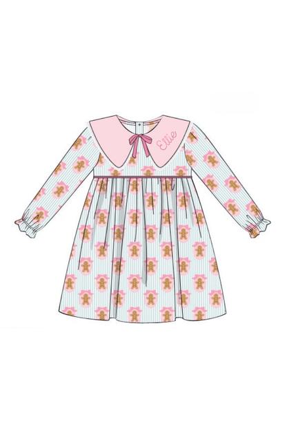 The Smocked Flamingo Apparel & Accessories Gingerbread Lane Pink Bow Dress