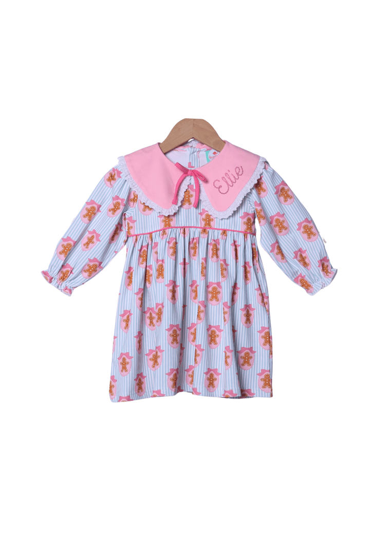 The Smocked Flamingo Apparel & Accessories Gingerbread Lane Pink Bow Dress