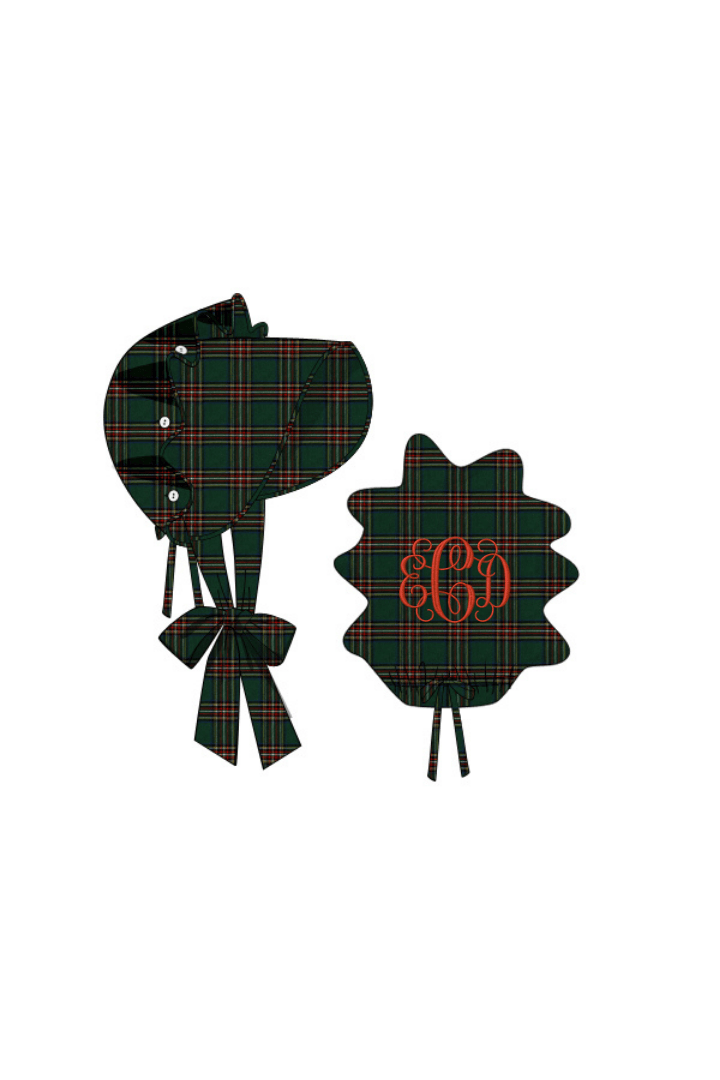 The Smocked Flamingo Apparel & Accessories Green Tartan Plaid Bonnet