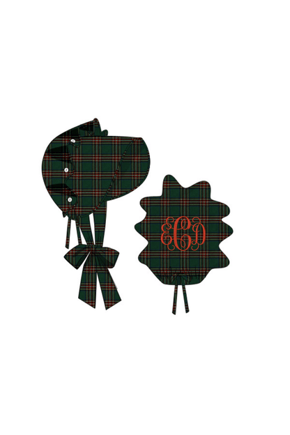 The Smocked Flamingo Apparel & Accessories Green Tartan Plaid Bonnet