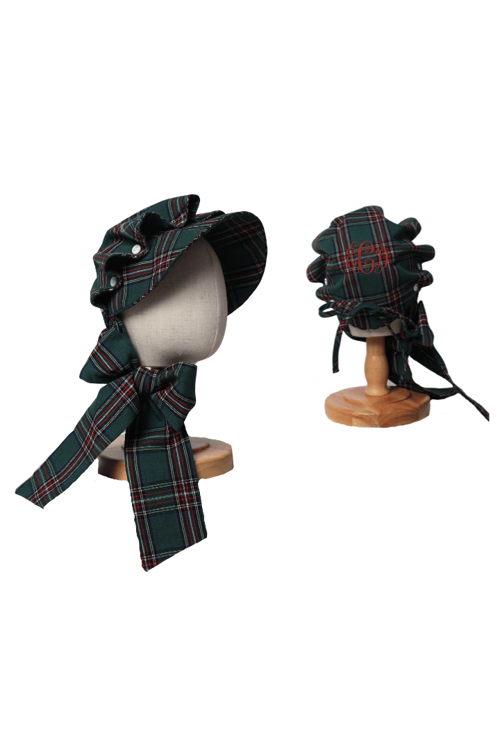 The Smocked Flamingo Apparel & Accessories Green Tartan Plaid Bonnet