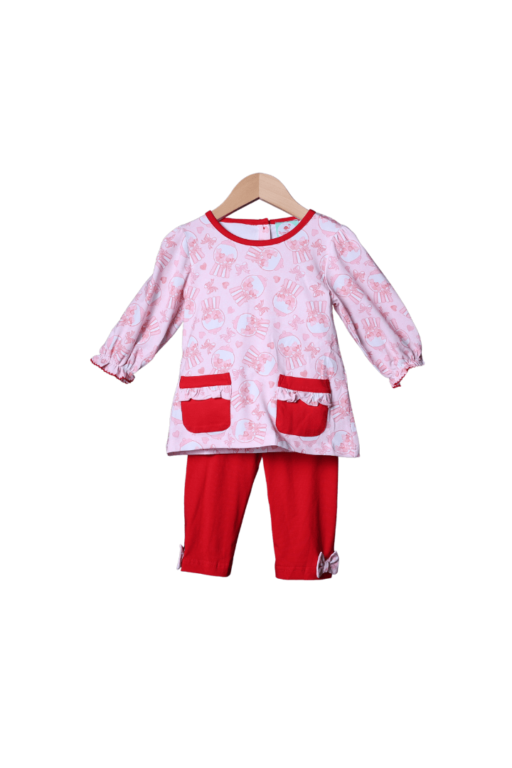 The Smocked Flamingo Apparel & Accessories Gumball of Love Knit Pant Set