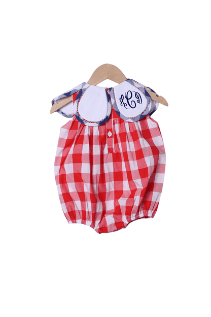 The Smocked Flamingo Apparel & Accessories Hand Embroidered American Flag Red Buffalo Check Tulip Bubble