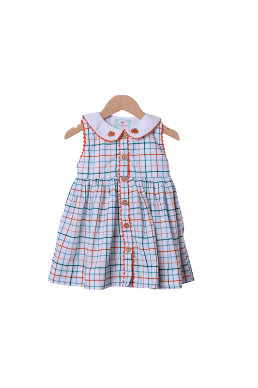 The Smocked Flamingo Apparel & Accessories Hand Embroidered Fall Plaid Dress