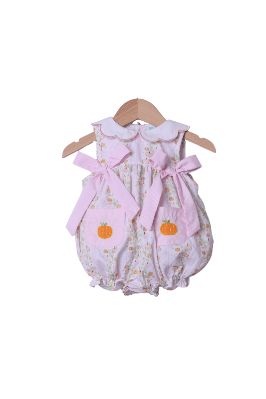 The Smocked Flamingo Apparel & Accessories Hand Embroidered Fancy Floral Pumpkin Bubble