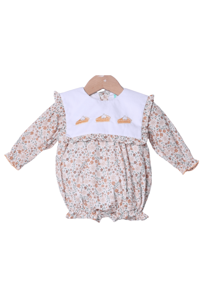 The Smocked Flamingo Apparel & Accessories Hand Embroidered Floral Pumpkin Pie Ruffle Bubble