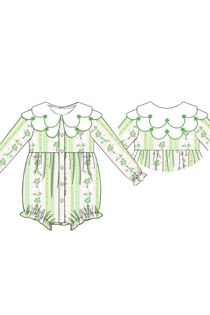 The Smocked Flamingo Apparel & Accessories Hand Embroidered Lucky Clover Bubble
