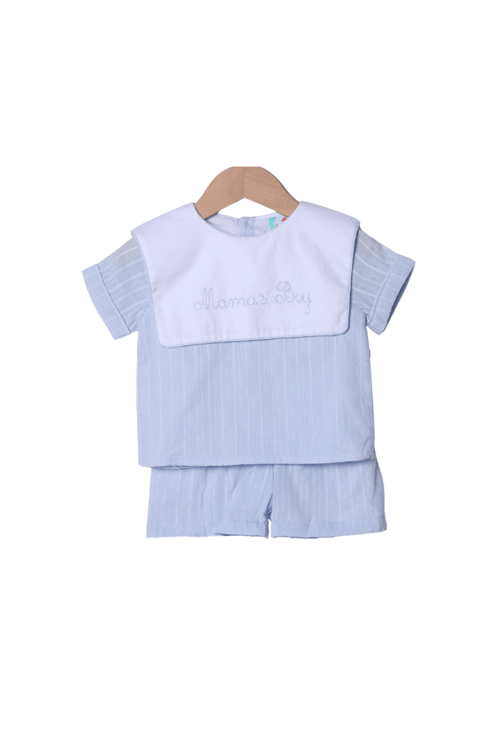 The Smocked Flamingo Apparel & Accessories Hand Embroidered Mama's Boy Linen Short Set