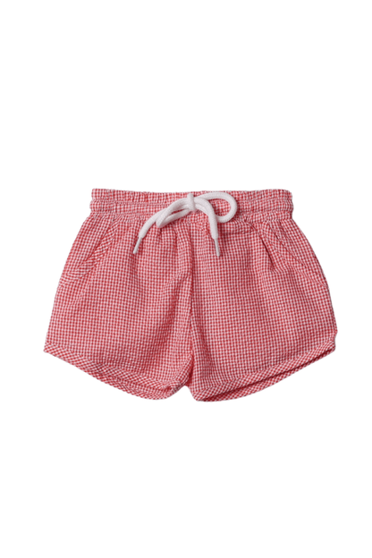 The Smocked Flamingo Apparel & Accessories Hand Embroidered Pumpkin Orange Seersucker Gingham Short Set