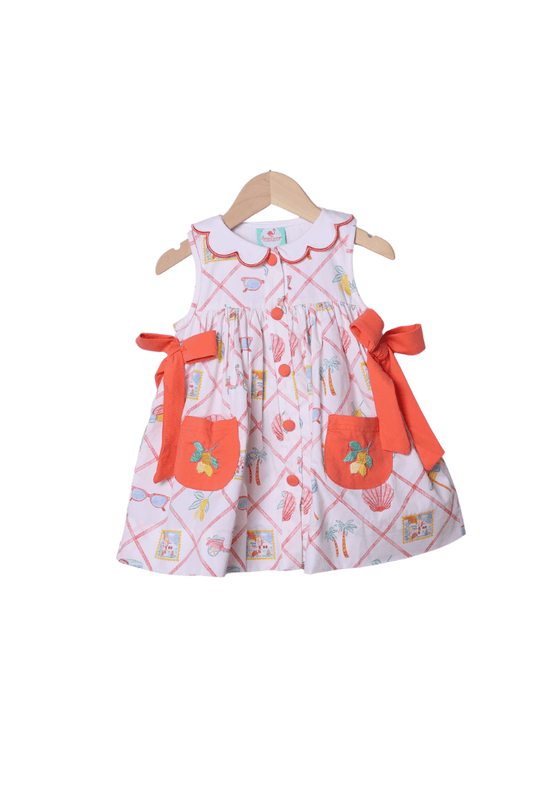 The Smocked Flamingo Apparel & Accessories Hand Embroidered Seaside Charm Bow Dress