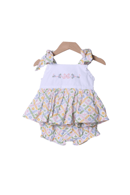 The Smocked Flamingo Apparel & Accessories Hand Embroidered Sweet Colorful Floral Bloomer Set