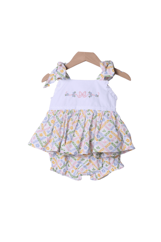 The Smocked Flamingo Apparel & Accessories Hand Embroidered Sweet Colorful Floral Bloomer Set