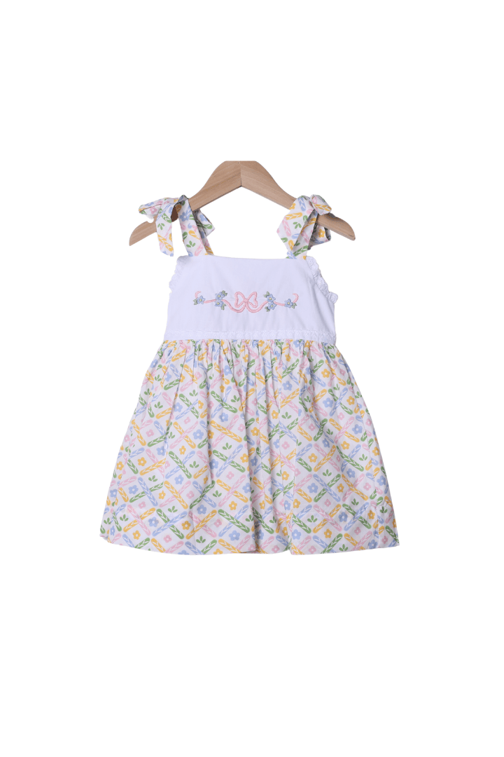 The Smocked Flamingo Apparel & Accessories Hand Embroidered Sweet Colorful Floral Dress