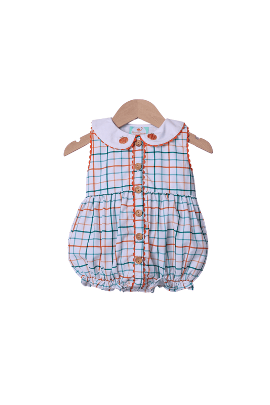 The Smocked Flamingo Apparel & Accessories Hand EmbroideredFall Plaid Bubble