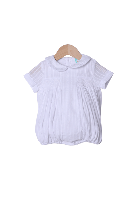 The Smocked Flamingo Apparel & Accessories Heirloom White Linen Smocked Bubble