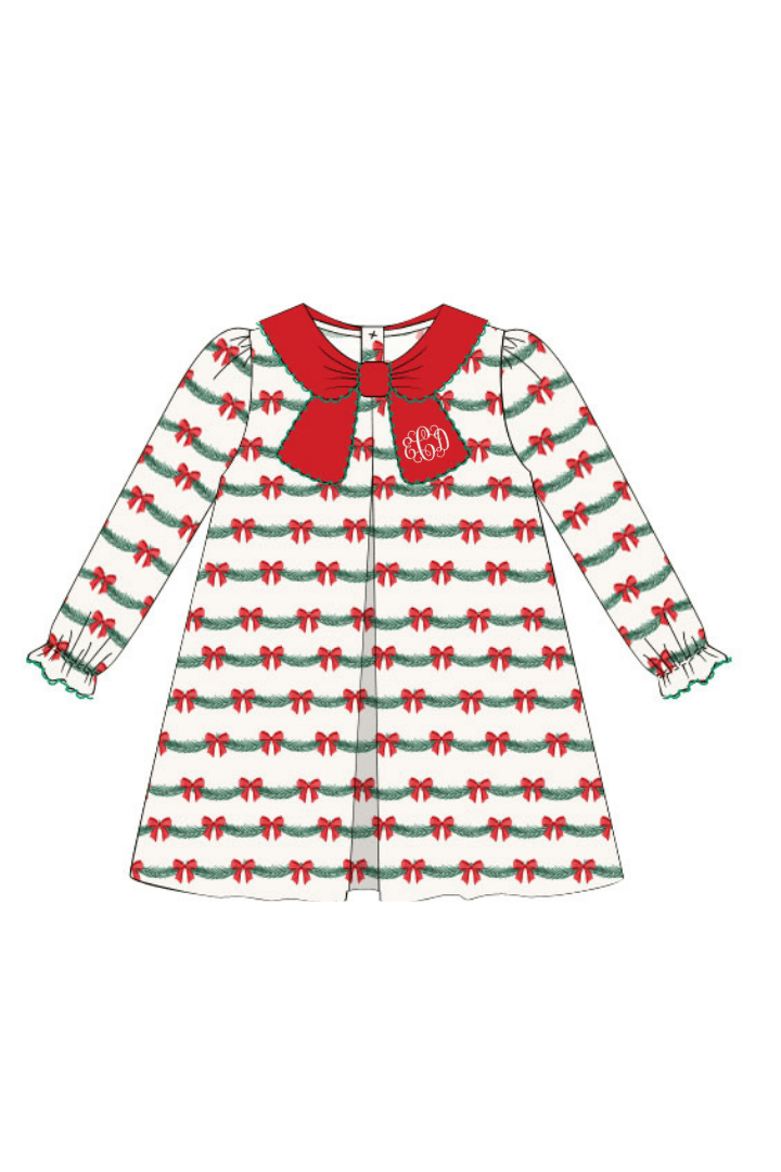 The Smocked Flamingo Apparel & Accessories Holiday Bow Honeycomb Dress