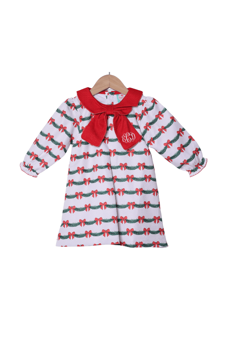 The Smocked Flamingo Apparel & Accessories Holiday Bow Honeycomb Dress