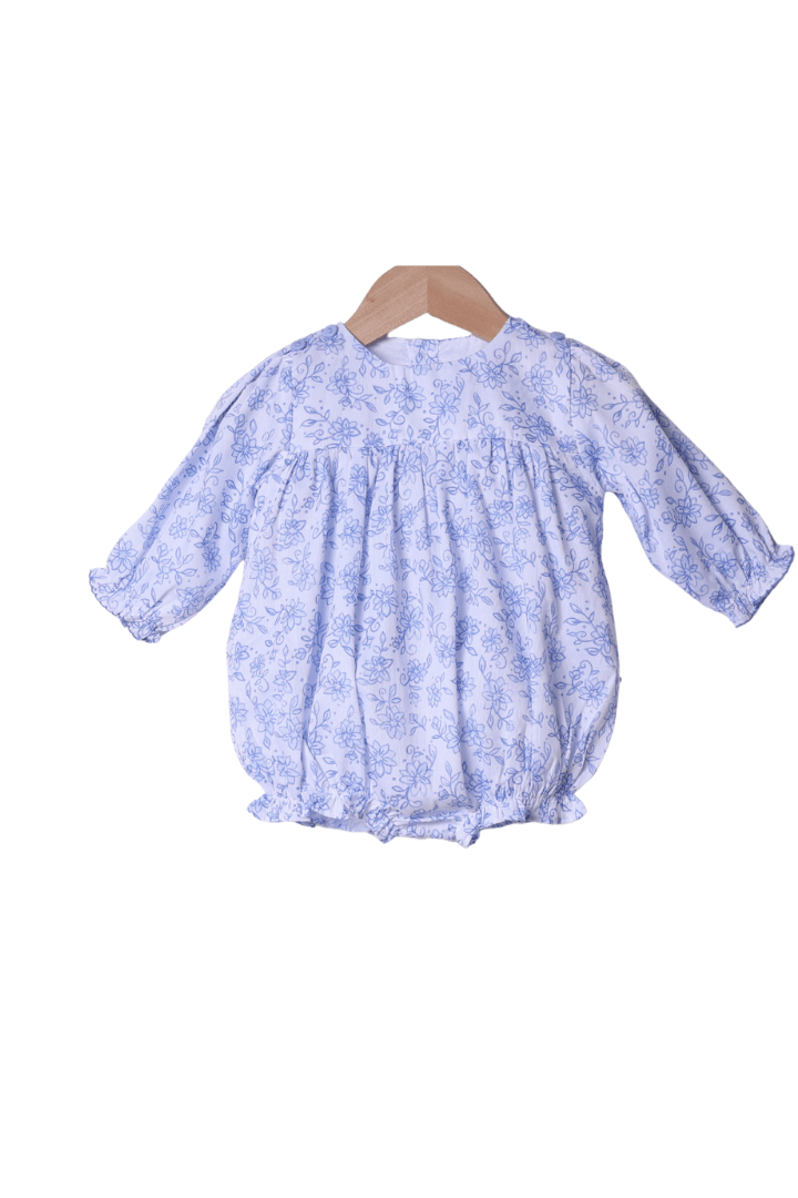The Smocked Flamingo Apparel & Accessories Interchangeable French Knot Turkey, Nutcracker, Bow Blue Floral Bubble