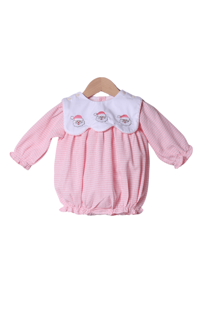 The Smocked Flamingo Apparel & Accessories Interchangeable Turkey/Santa Pink Windowpane Bubble