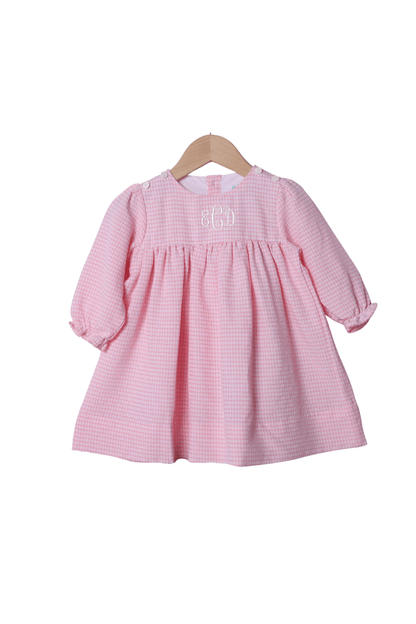 The Smocked Flamingo Apparel & Accessories Interchangeable Turkey/Santa Pink Windowpane Dress