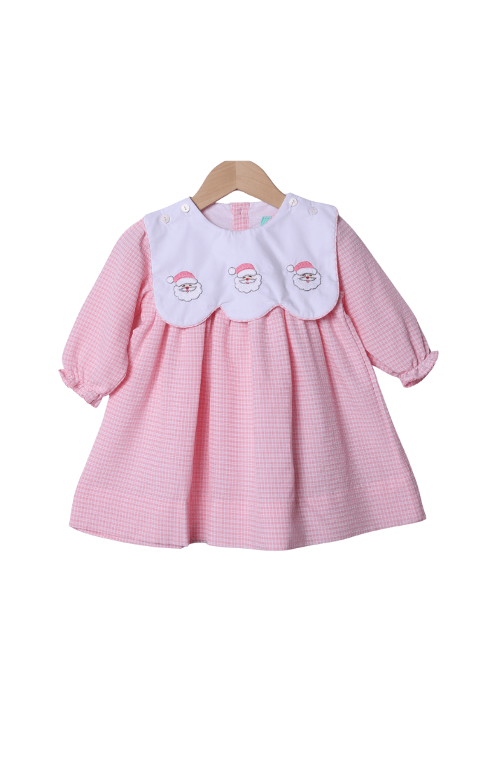 The Smocked Flamingo Apparel & Accessories Interchangeable Turkey/Santa Pink Windowpane Dress
