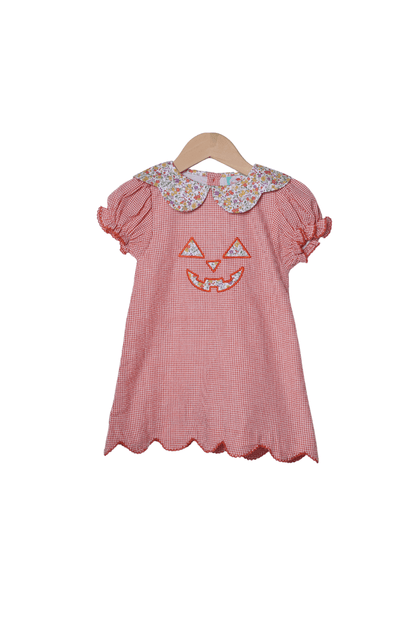 The Smocked Flamingo Apparel & Accessories Jack O Lantern Orange Seersucker Dress