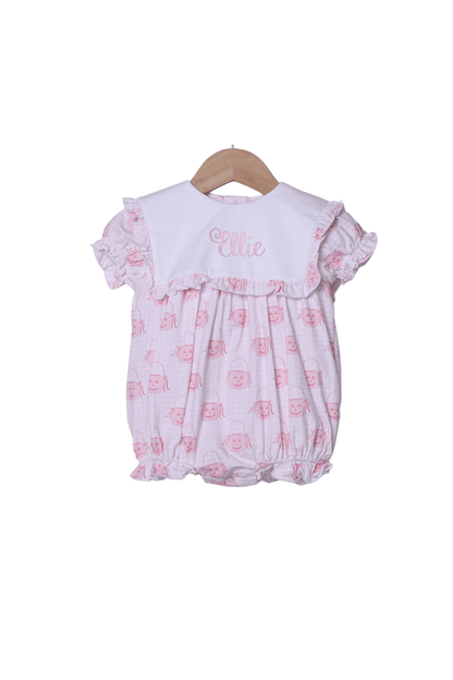 The Smocked Flamingo Apparel & Accessories Jack O Lantern Pink Bib Bubble