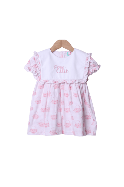 The Smocked Flamingo Apparel & Accessories Jack O Lantern Pink Bib Dress