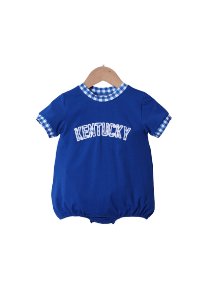The Smocked Flamingo Apparel & Accessories Kentucky Blue Gingham Knit Bubble