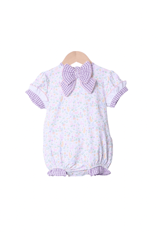 The Smocked Flamingo Apparel & Accessories Lavender Bow Floral Bubble