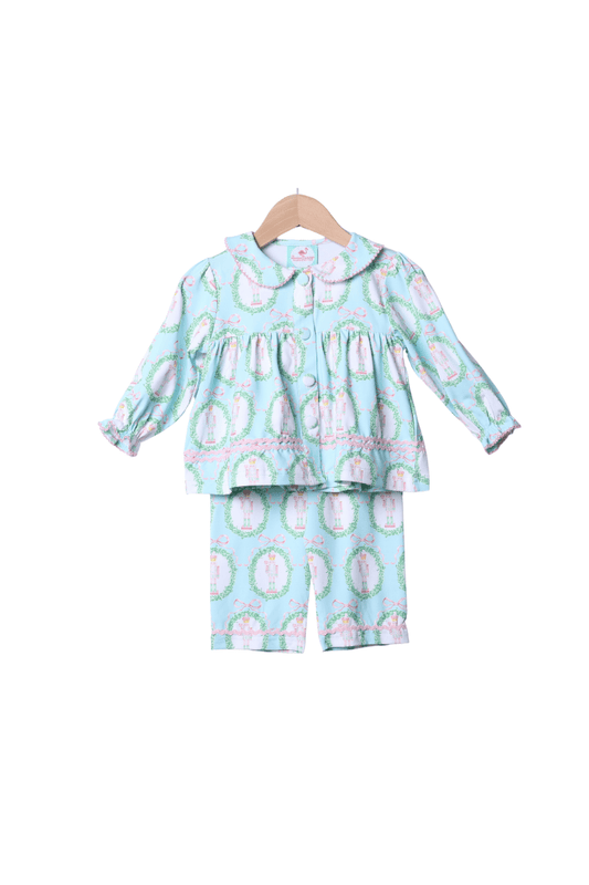 The Smocked Flamingo Apparel & Accessories Mint Nutcracker Two Piece Swing Pajamas