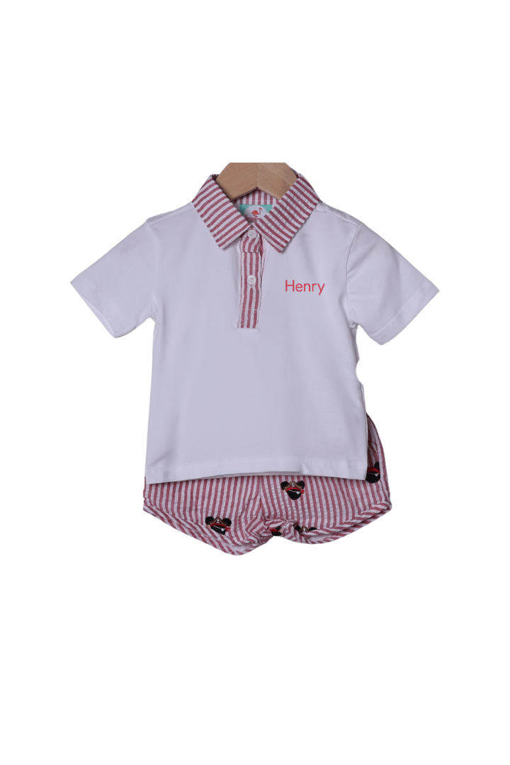 The Smocked Flamingo Apparel & Accessories Mouse Pirate Polo Short Set